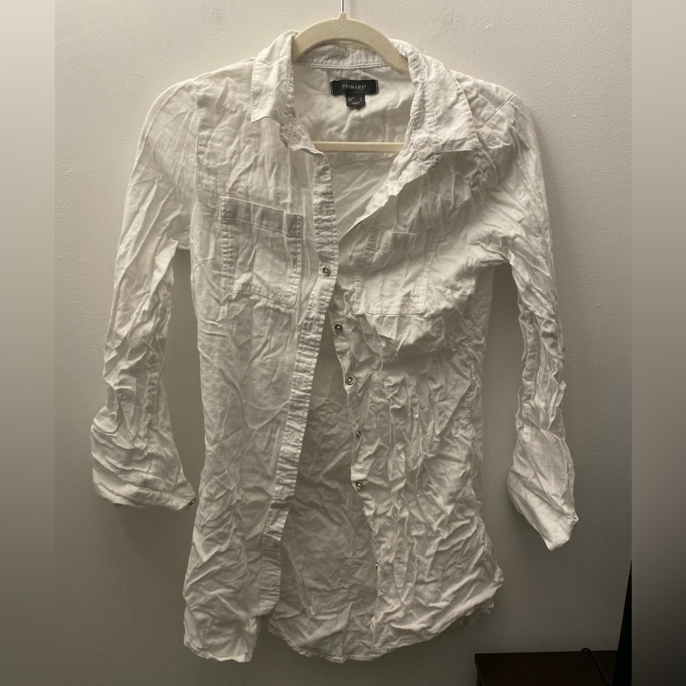 White Primark button-up shirt, size 4